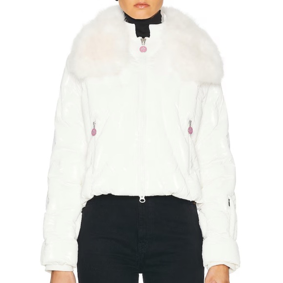 Perfect Moment Cream Puffer Quilted Carving Ski Jacket In Snow White - Picture 2 of 13